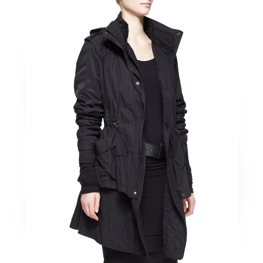 Donna Karan Padded Jacket with Detachable Vest - Moto Style Trenchcoat - NWT